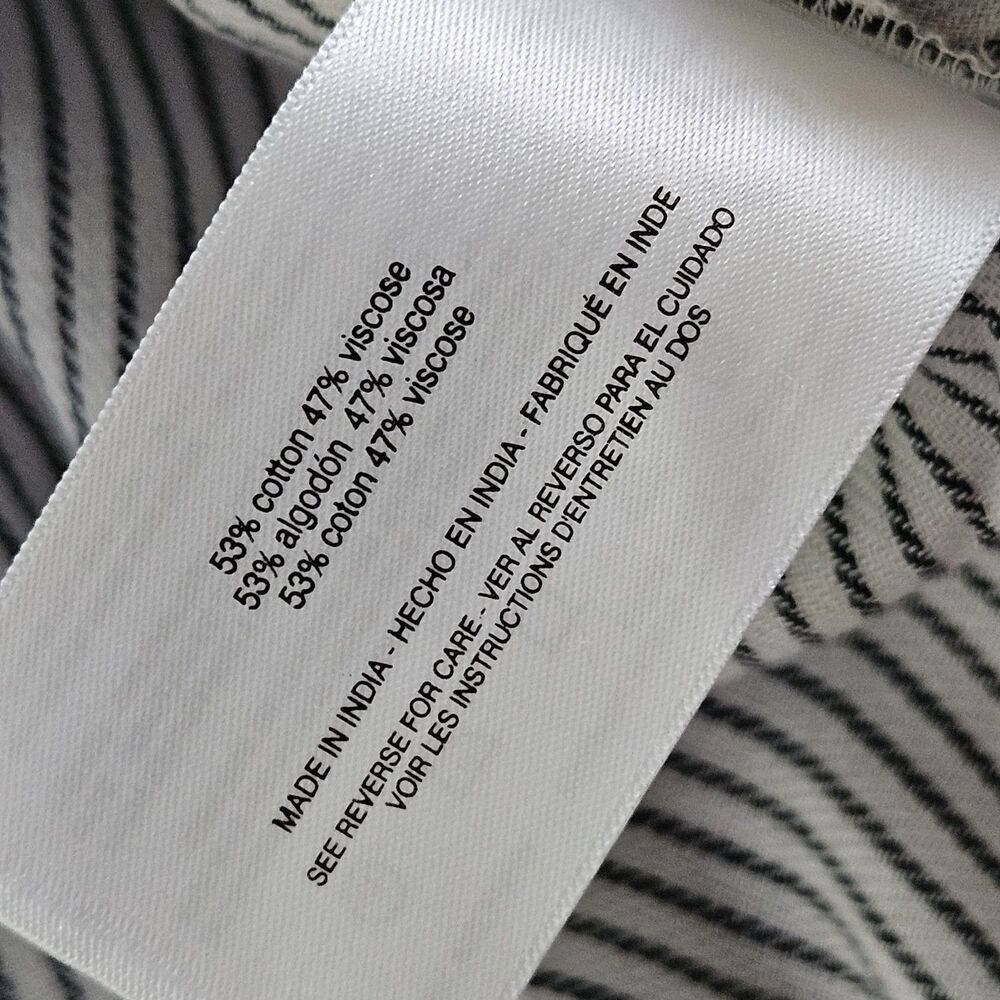 Gloria Vanderbilt 3X Gray Striped Short Dolman Sleeve Button Up Top Blouse Boxy - Picture 6 of 6